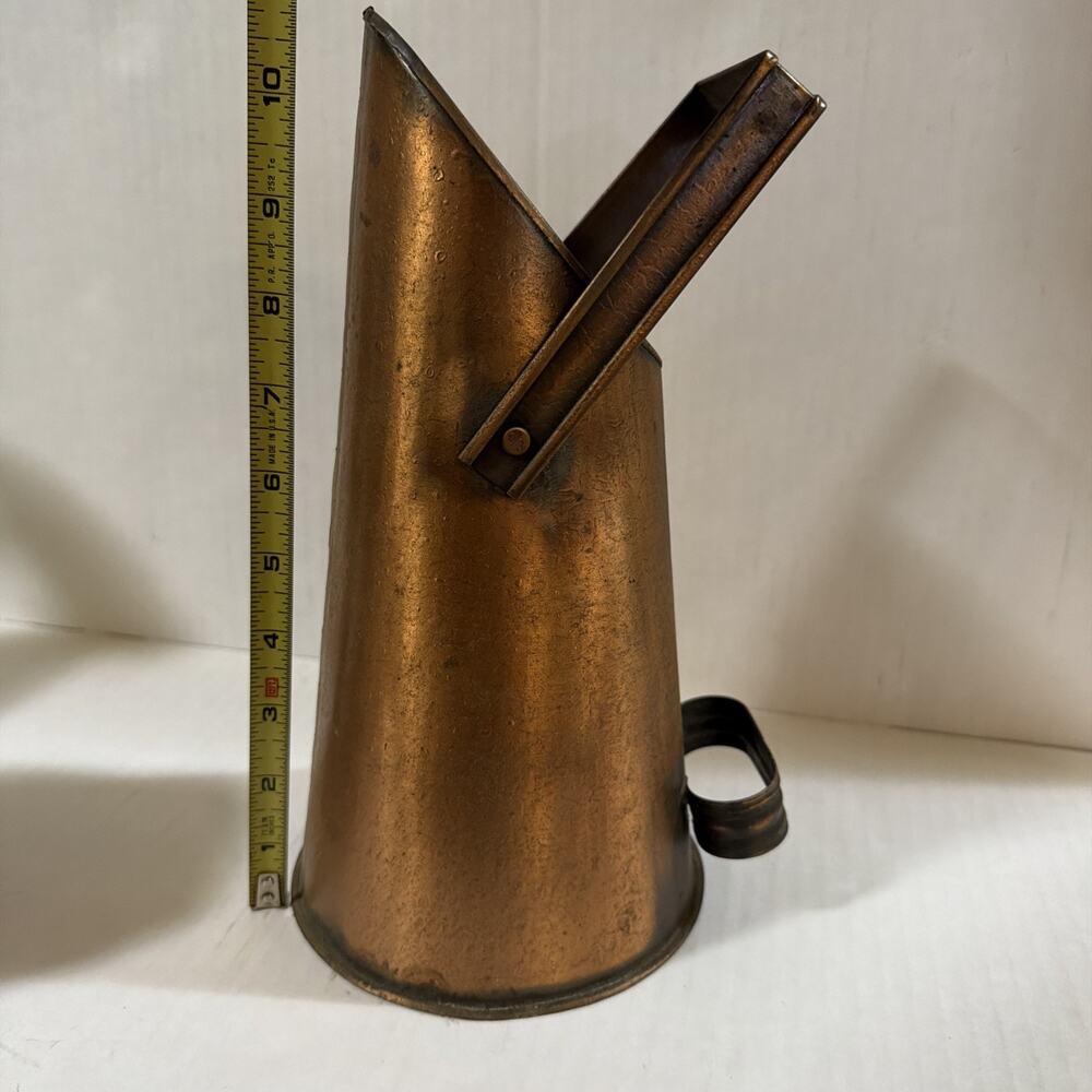 Vintage Copper Brass Coal Scuttle Scoop Fireplace Ash Holder Mexico Sticker